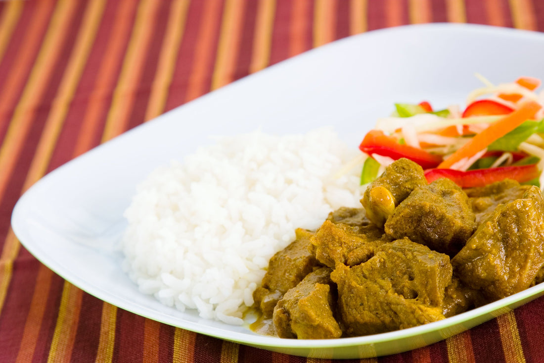 Classic Curry Goat with White Rice