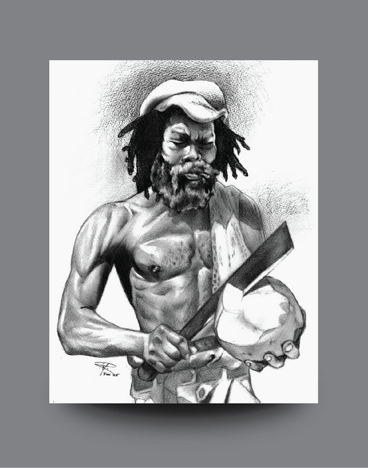 Charcoal Art by Ramgraphics - Man with Coconut